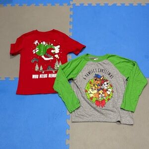 Kids Christmas Graphic Tees - Red and Green size 6-7